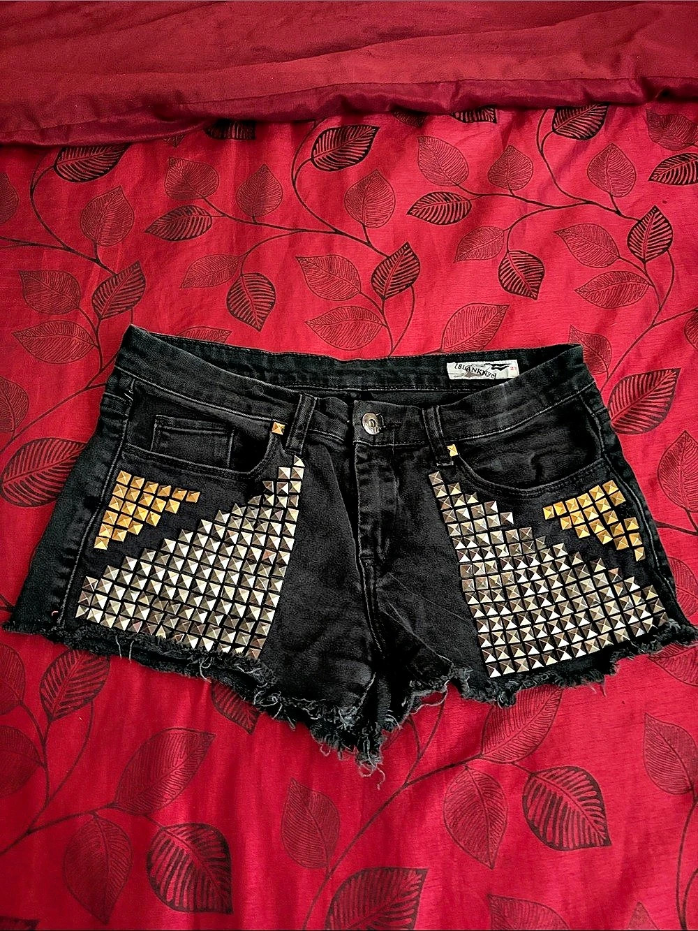 Blank NYC Studded Black Jean Shorts Waist 27